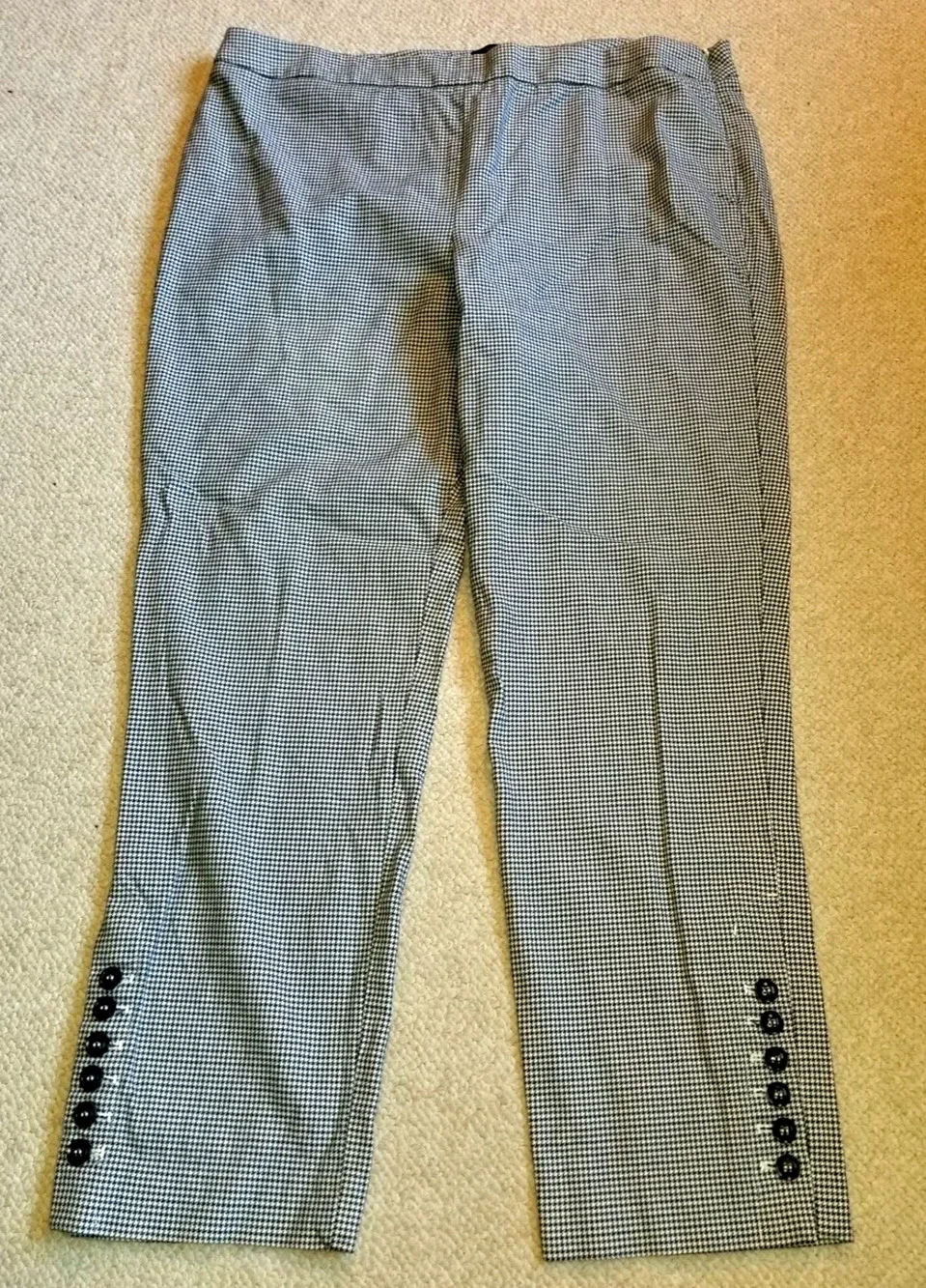 Womens Pants-TALBOTS-off-white/blue houndstooth 